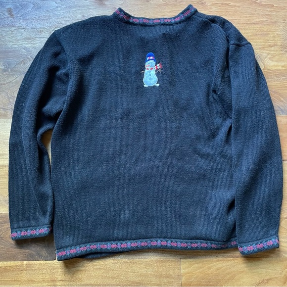 Vintage Tiara Holiday Christmas Gingerbread Man Button Front Cardigan Sweater - Picture 5 of 12